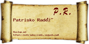 Patrisko Radó névjegykártya
